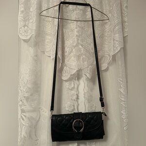 LA Express Y2K Black Quilted Ring Clasp Mini Crossbody Bag
